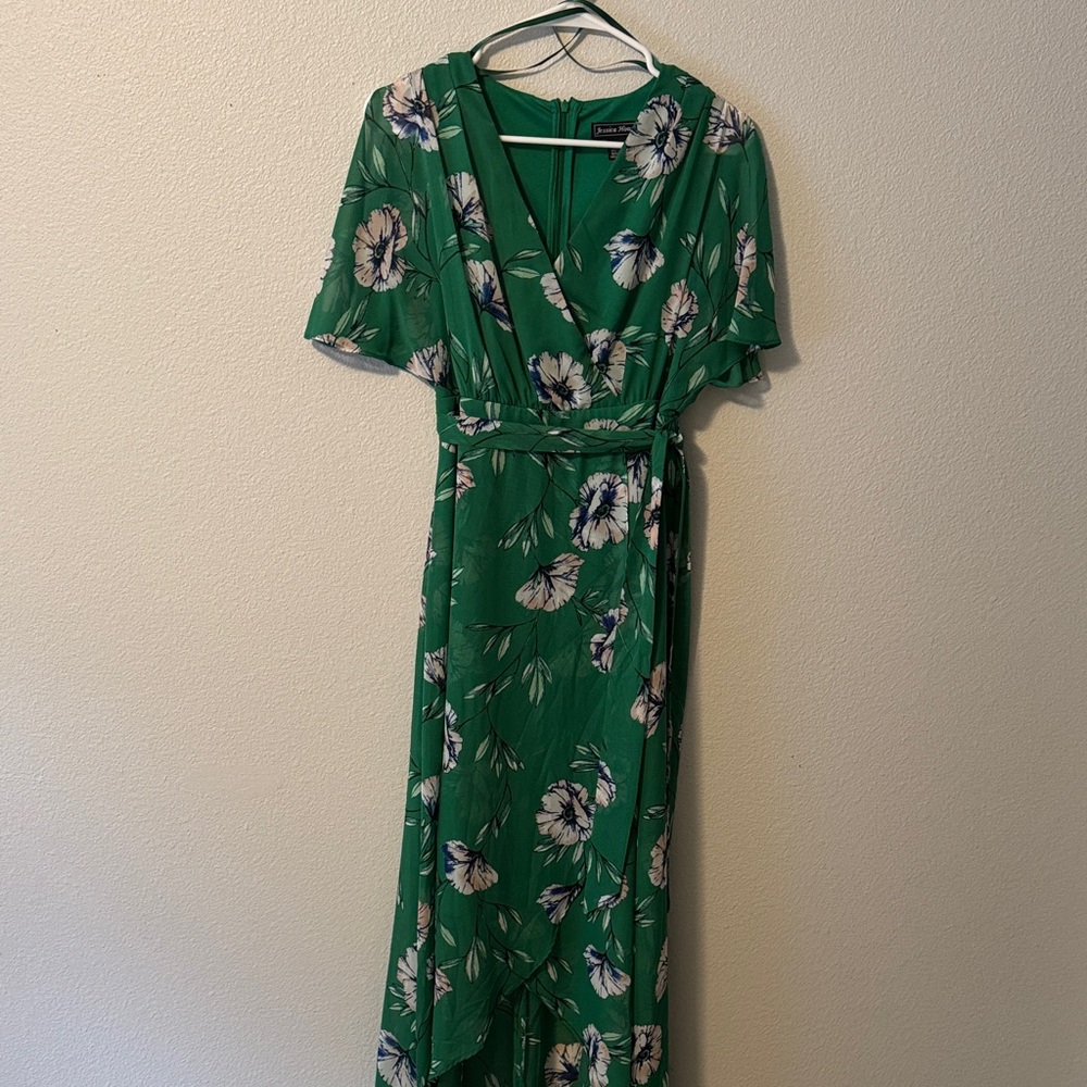 Jessica Howard Green Floral Dress